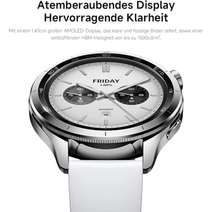 Xiaomi Watch S4 Silver – 1.43" AMOLED, 2200 Nits, 15 Tage Akku, 5ATM Wasserfest, Herzfrequenz & SPO₂-Sensor, Bluetooth 5.3, Aluminiumgehäuse – Bild 5