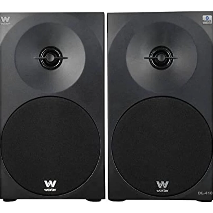 Woxter Dynamic Line 410 BT - Stereo 2.0 (150W Leistung, Bluetooth, Holz, 4, Woofer, 2 Hochtöner, 3,5 mm, RCA, Bassreflex-Control (Lautstärke, Höhen, Bass) Lautsprecher, Schwarze Farbe – Bild 5