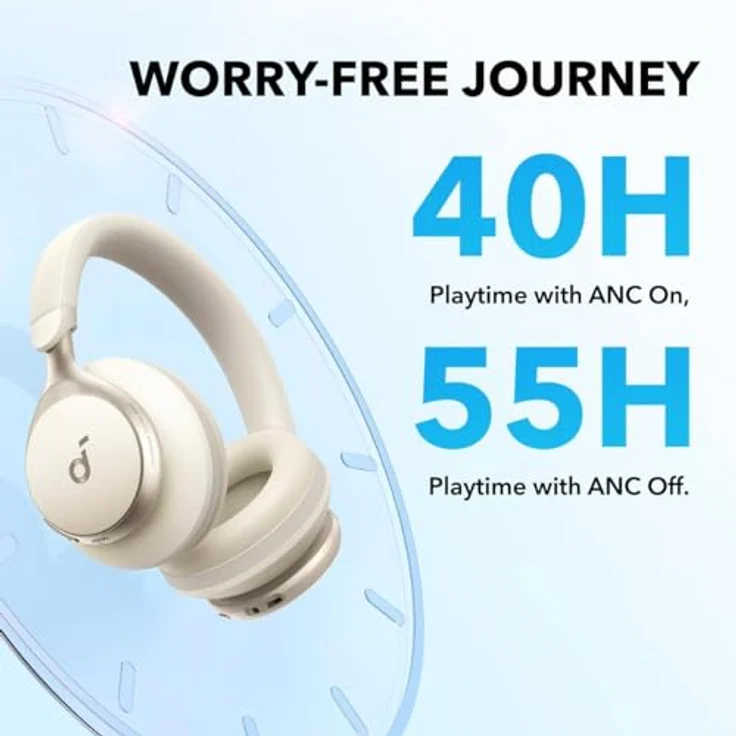 soundcore by Anker Space One Kabellose Kopfhörer, Aktives Noise Cancelling mit 2X stärkere Stimmunterdrückung, 40h Wiedergabe, Hi-Res Audio, Bluetooth 5.3, Farbe: Cafe Latte – Bild 5