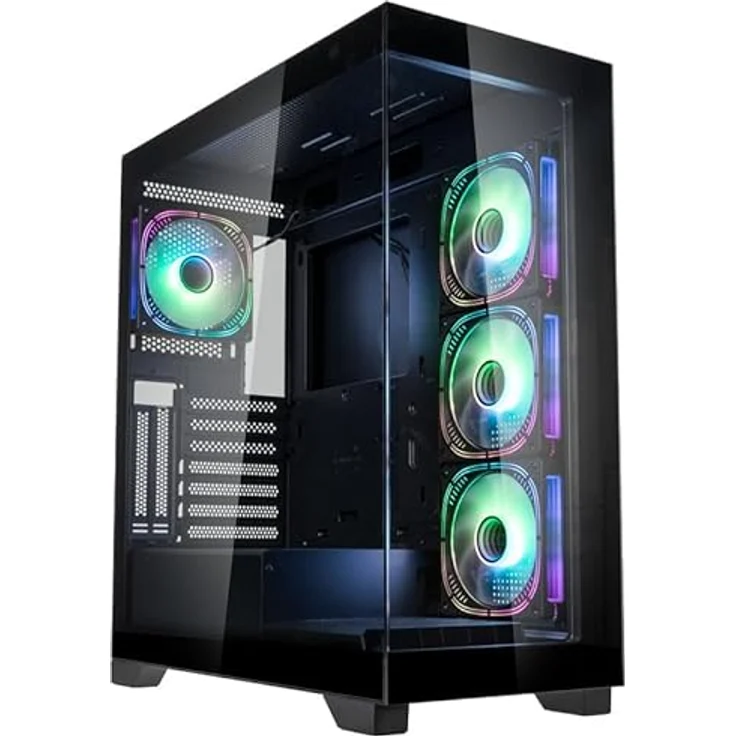 Kolink Unity Peak PC-Gehäuse, Rand zu Rand Glas, ARGB-Lüfter, Halber Netzteil-Hülle, SPCC-Stahl, Mid Tower, Schwarz – Bild 1
