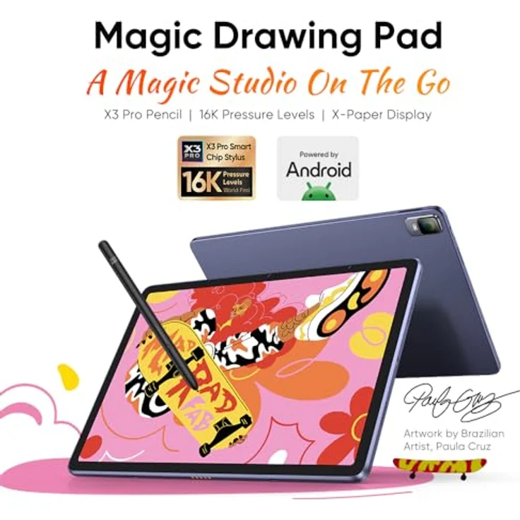 XP-PEN Grafiktablett Magic Drawing Pad, 12 Zoll, 2K Auflösung, Farbraum 77% NTSC, 109% sRGB, 82% Adobe RGB, 8GB RAM, 256GB Speicher, Android System, Schwarz – Bild 2