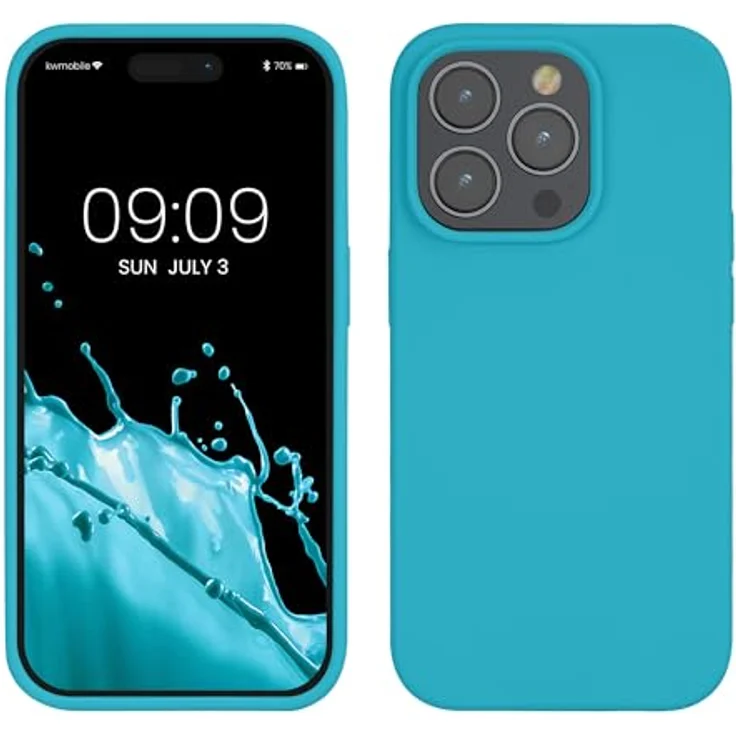 kwmobile Handyhülle für iPhone 14 Pro, Silikon Case in Cool Glacier, stoßfest, kabelloses Laden, Anti-Rutsch Design – Bild 1