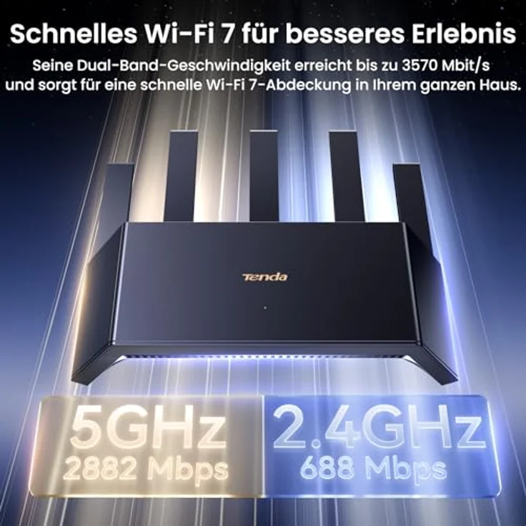 Tenda RE3L Wi-Fi 7 Router (BE3600 Dual-Band 3600 Mbit/s, 3xGigabit WAN/LAN Ports, Mesh WiFi, 4K-QAM, MLO, NFC, VPN, WPA3, App Steuerung) – Bild 3