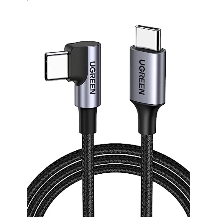 UGREEN 60W USB C Ladekabel auf USB C Winkel, PD 3.0 PPS, 90 Grad Stecker, kompatibel mit iPhone 16 Pro Max, Galaxy S24, Pixel 9, iPad Pro/Air 2024, 0.5m