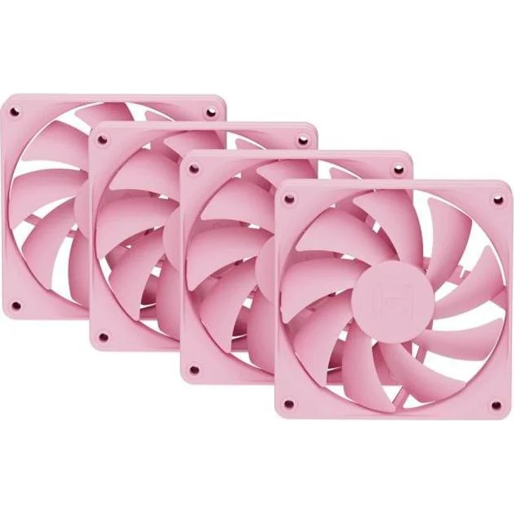 Hyte FA12 Pink, 120 mm PC Lüfter im 4er-Pack mit hoher Luftstromleistung (72 CFM) und Schalldämpfung, Rosa