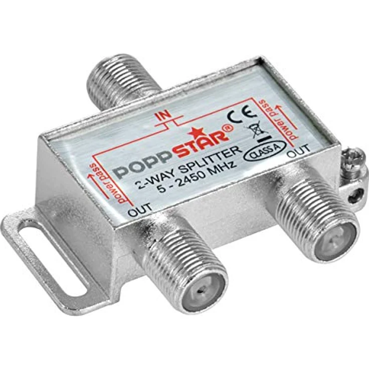 Poppstar Sat-Verteiler 2-fach (analog / digital-tauglich), 100dB, 5-2450 MHz – Bild 2