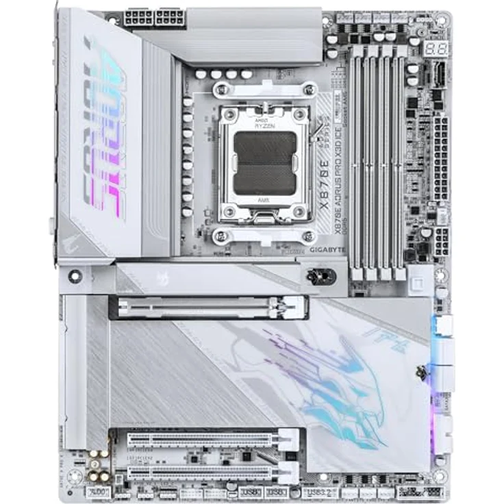 Gigabyte X870E AORUS PRO X ICE, Mainboard ATX für AMD Ryzen Prozessoren, bis 256 GB DDR5, 9000 MHz, 2x HDMI, 2x USB 4.0, 10x USB 3.2 – Bild 2