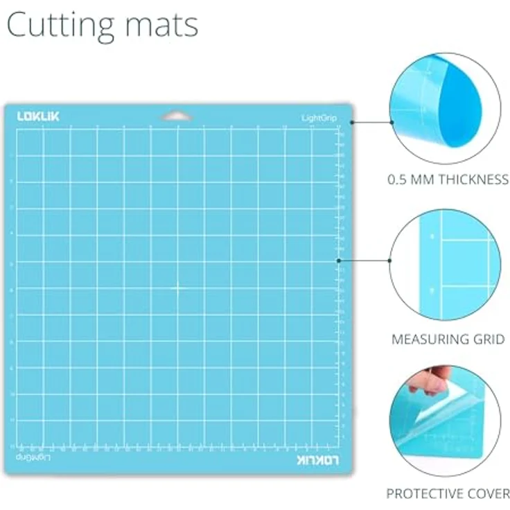 Loklik Cutting Mat 3 Pack - Bundle Gestaltungsset mit StandardGrip, StrongGrip und LightGrip Matten, inklusive Rakel zur einfachen Reinigung – Bild 6