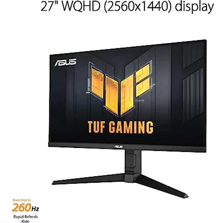 ASUS TUF Gaming VG27AQML1A - 27 Zoll WQHD Monitor - 260 Hz, 1ms GtG, G-Sync, FreeSync, Adaptive Sync, ELMB, GameFast, DisplayHDR 400 - Fast-IPS, ergonomisch, Speaker – Bild 2