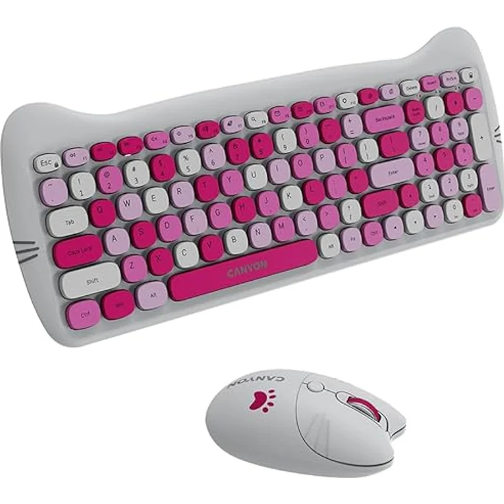 Canyon HSET-W6 DE Kitty Edition, Kabellose Computertastatur und Maus in Pink mit 104 Standardtasten – Bild 4