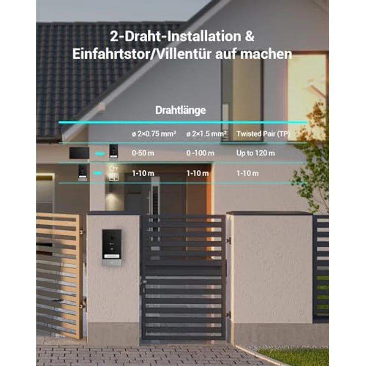 EZVIZ 2-Familien Video-Gegensprechanlage, 7” Touch Monitor mit 2K Auflösung, KI-gestützte Erkennung, schwarz/silber – Bild 3