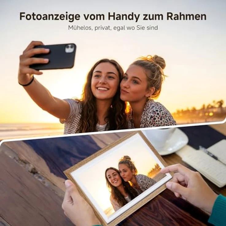Rollei Smart Frame WiFi 152, 15,6 Zoll Digitaler Bilderrahmen mit 1920x1080 IPS Touchscreen, 32GB Speicher in Holzoptik Eiche, Frameo App Unterstützung – Bild 4