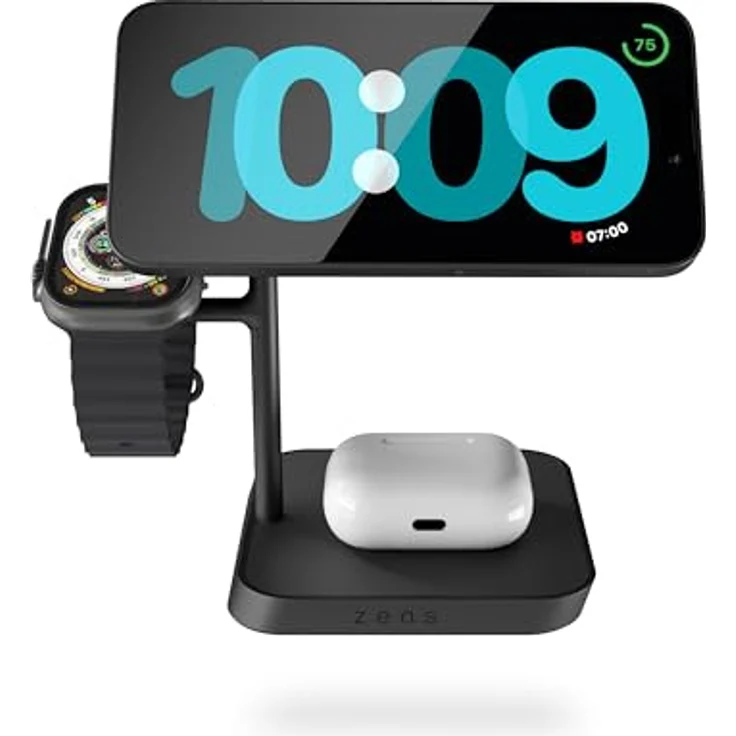 ZENS MagSafe+Watch 15W MagSafe Ladestation 3in1 für iPhone, Apple Watch und AirPods (Made for MagSafe & Made for Apple Watch Zertifizierung, 65W Netzteil mit Kabel inklusive) Schwarz – Bild 4