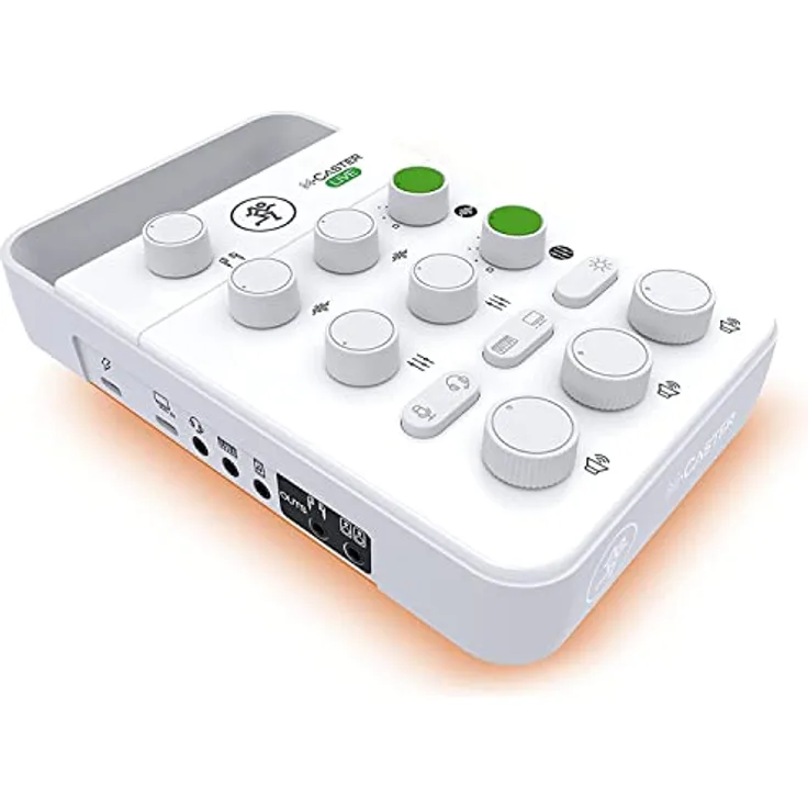 Mackie M-Caster Live White Portable Live Streaming Mixer, erstklassige Klangqualität, kompaktes Design und RGB-LED-Streifen