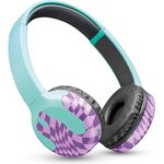 Music Sound On-Ear Bluetooth-Kopfhörer mit Soft-Touch-Ohrmuscheln, 22 Stunden Spielzeit, verstellbare Ohrbügel, grün und lila