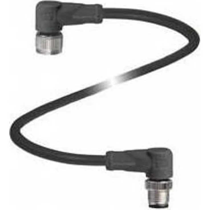 Pepperl & Fuchs Verlängerungskabel, Verbindungskabel (3 m) mit gewinkelter M12-Buchse und M12-Stecker, UL-zugelassen und schleppkettentauglich, PUR-Material, 4-polig