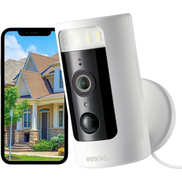 Winees 2K Outdoor Sicherheitskamera, 4MP WLAN IP Überwachungskamera mit 360° Schwenk-/Neigefunktion, IR-Nachtsicht und Spotlight, wetterfest