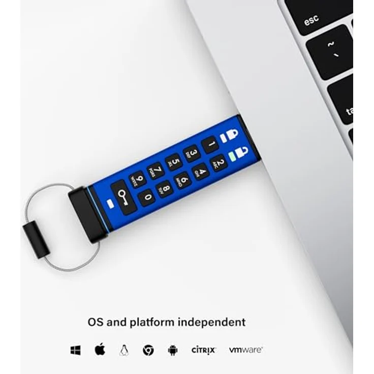 iStorage datAshur PRO+ Type C (128 GB, USB C), USB Stick, Blau – Bild 2