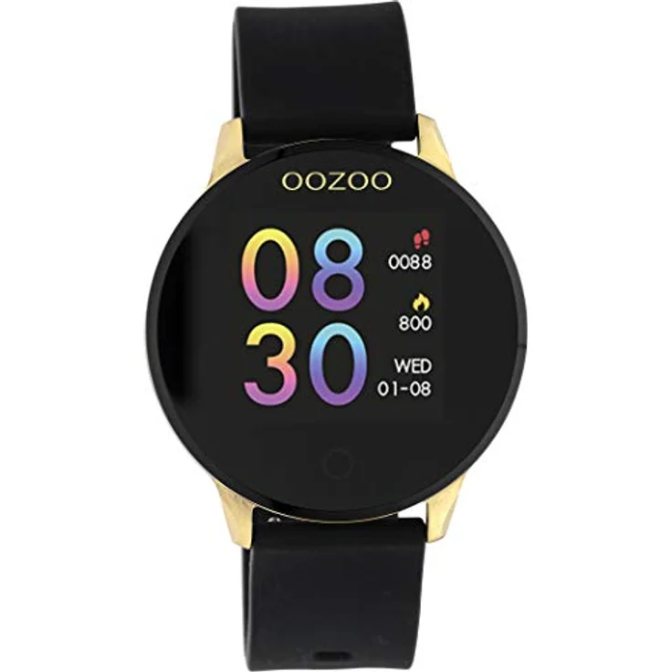Oozoo Smartwatch Smartwatch Unisex, 43mm, Metallgehäuse, Silikonarmband, Gold/Black – Bild 2