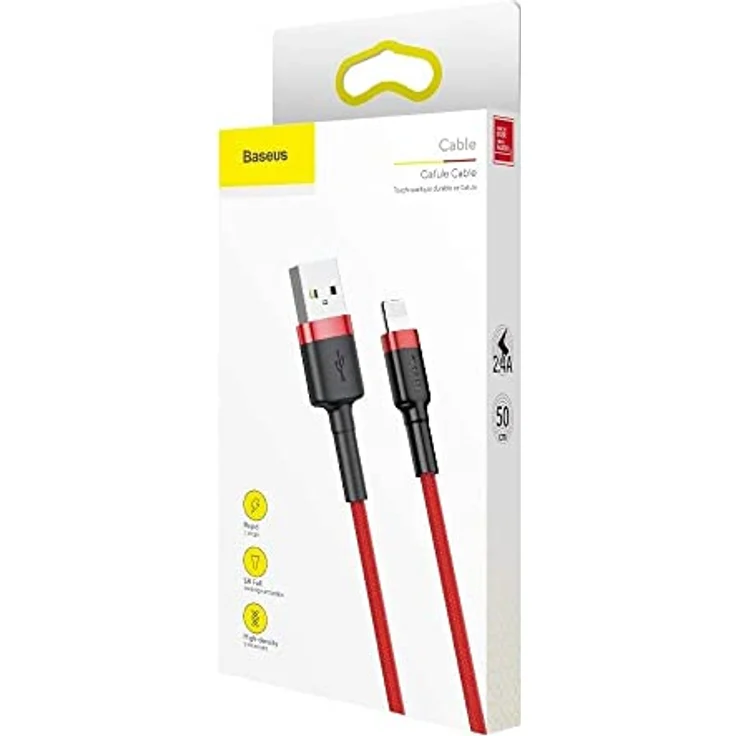 Baseus Cable Cafule - USB to Lightning - 2,4A 0,5 m (CALKLF-A09) red – Bild 10