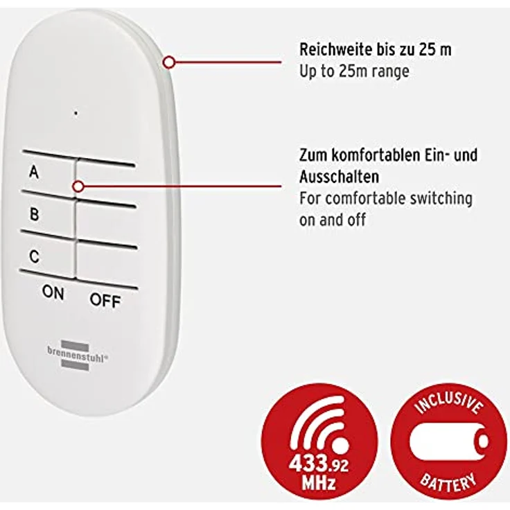 Brennenstuhl Comfort-Line Funksteckdosen-Set Mini 3+1, 3er Funkschalt-Set (Innenbereich, mit Handsender und erhöhtem Berührungsschutz) weiß – Bild 3