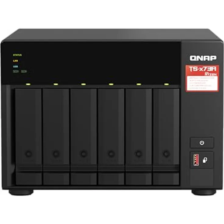 NAS + Switch Bundle QNAP TS-673A + QSW-1105-5T | Upgrade to 2,5GbE Networking, 6-Bay 3,5"/2,5"-inch SATA, AMD Ryzen CPU
