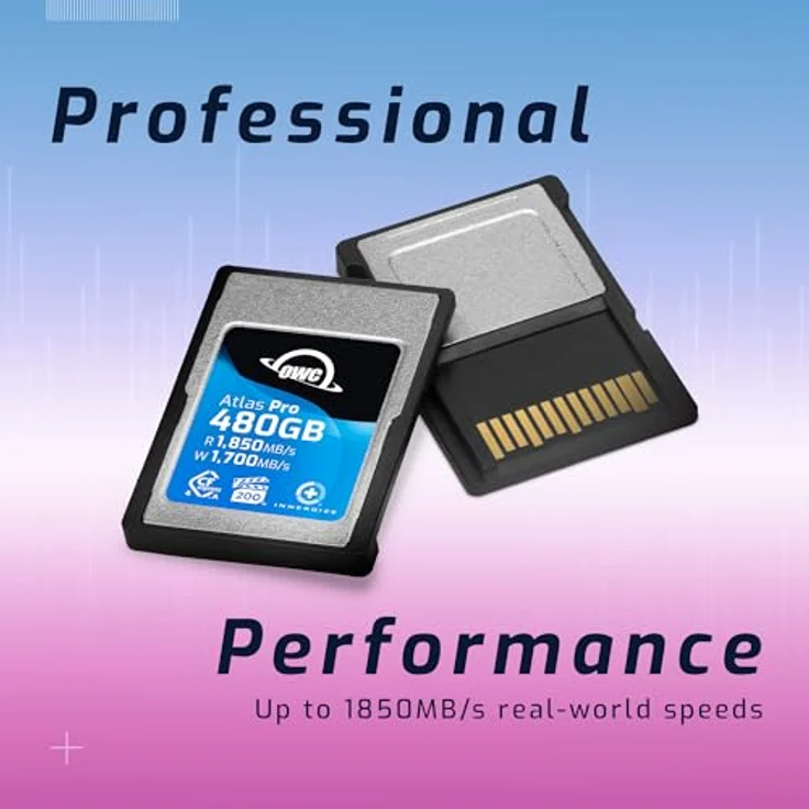 OWC Atlas Pro CFexpress 4.0 Speicherkarte Typ A, 480 GB, bis zu 1850 MB/s Lese- und 1700 MB/s Schreibgeschwindigkeit, professionell, robust, für Sony Alpha und FX-Kameras – Bild 3