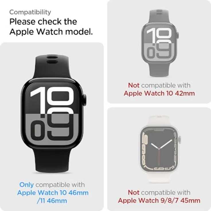 Spigen Eliteshield EZ Fit 2 Pack, Bildschirmschutzfolie für Apple Watch 11/10, transparent, 46mm – Bild 2