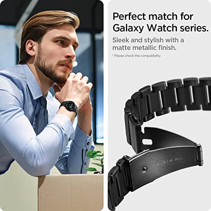 Spigen Modern Fit Armband kompatibel mit Galaxy Watch 6 Classic 47/43mm | 6 44/40mm | 5 Pro 45mm | 5 4 44mm 40mm| Galaxy Watch 4 Classic 46mm 42mm | Galaxy Watch 3 41mm | Galaxy Watch Active - Schwarz – Bild 5
