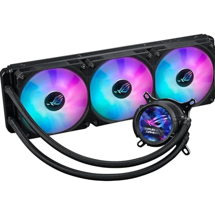 ASUS ROG Strix LC III ARGB LCD All-in-One Flüssig-CPU-Wasserkühlung (2,1 Zoll IPS-LCD Display, Aseteks Gen7 v2 Pumpe, 3x ROG ARGB-Lüfter, 0dB Technologie, schwarz) – Bild 1