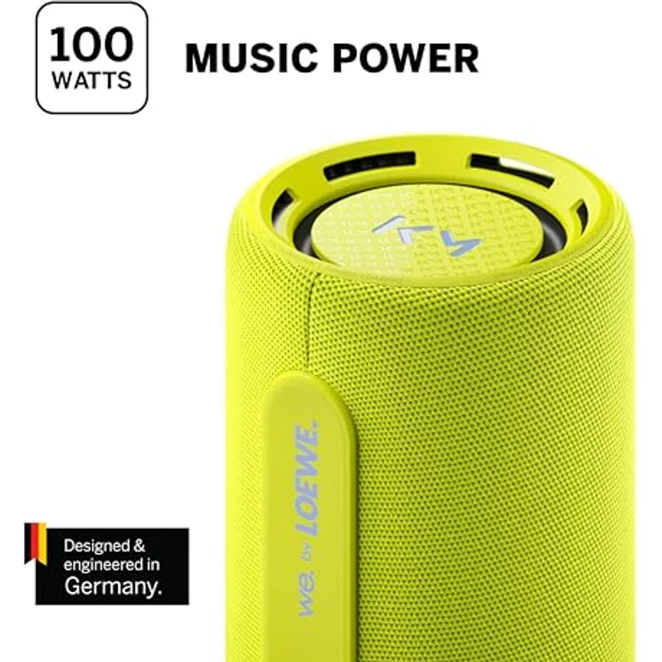 Loewe We. by We Hear Pro, Bluetooth Lautsprecher in Kooperation mit Kylian Mbappé, 100 W, Wasserresistent IPX6, Tragbar, Aufladbar, Glasklare Audio Qualität, Lange Akkulaufzeit, Neon, Gelb – Bild 3