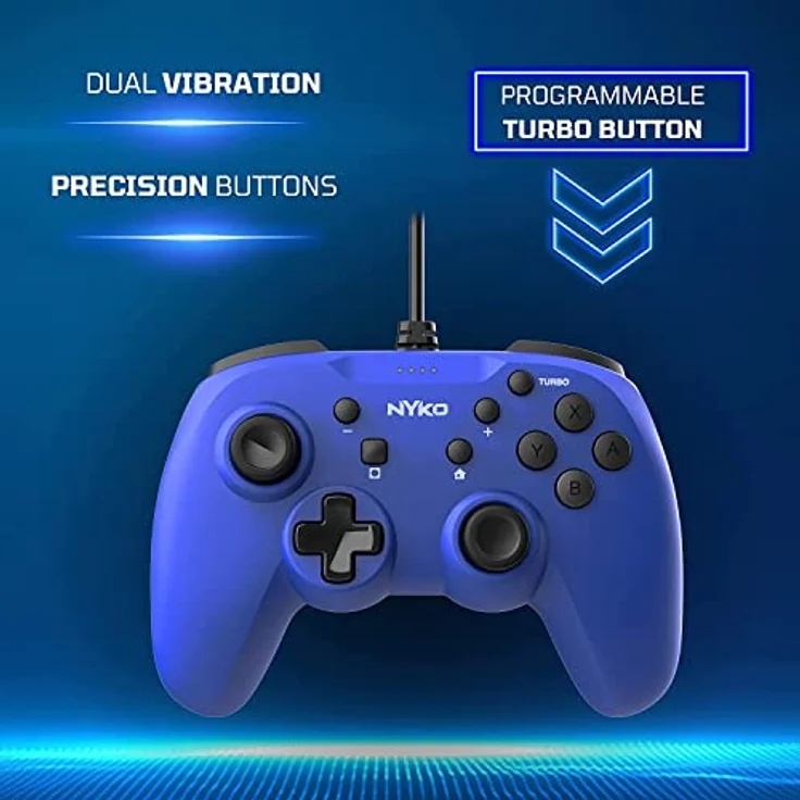 Nyko Prime Wired Controller, Gaming Controller mit 2 Meter USB-Kabel und programmierbarer Turbo-Taste, Blau für Nintendo Switch – Bild 2