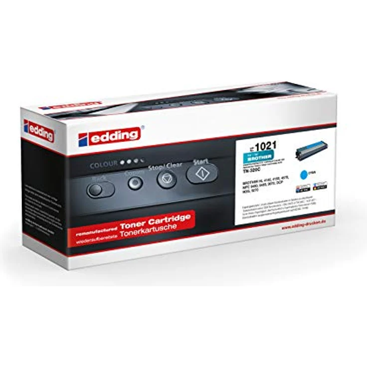 edding Toner EDD-1021, Cyan, Reichweite 1500 Seiten, ersetzt Brother TN-320C, umweltfreundlich und kompatibel mit Brother Druckern – Bild 1