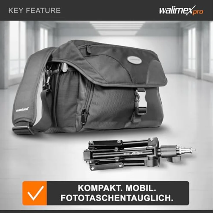 Walimex Lampenstativ, 40 cm (max. Belastbarkeit ca. 2,5 kg, Transportlänge 24 cm) – Bild 5