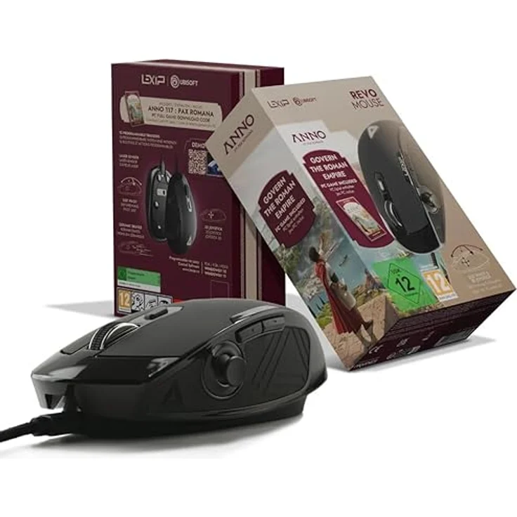 LEXIP Anno 117 Bundle REVO 3D Maus, kabelgebunden mit 6 programmierbaren Tasten und PC Game Key – Bild 1