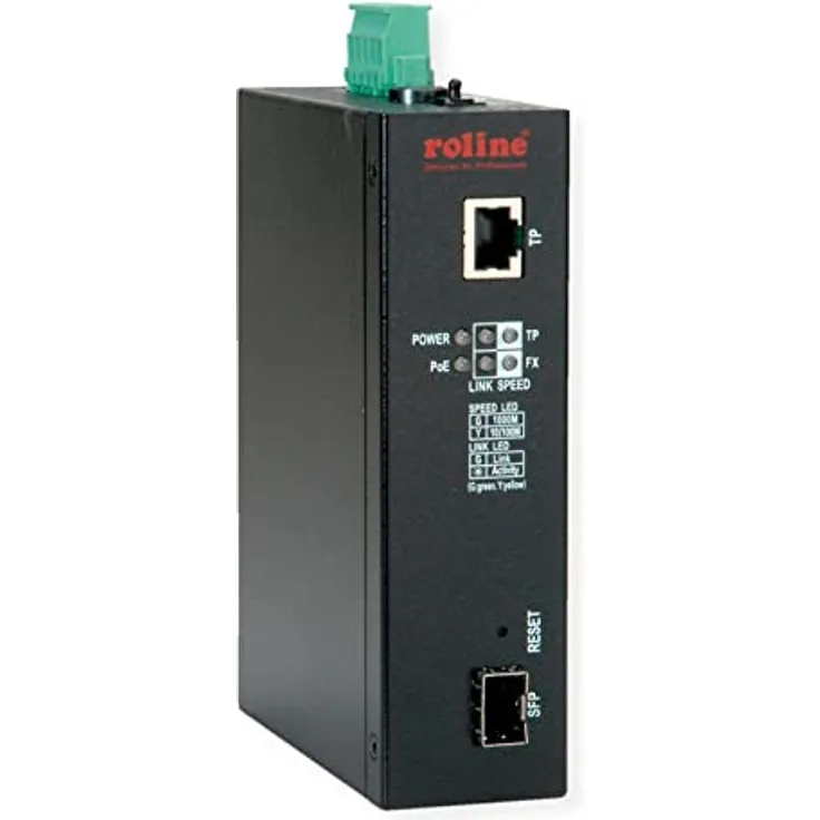ROLINE Industrie Konverter Gigabit Ethernet - Dual Speed 100/1000 Fiber, mit PoE Funktion