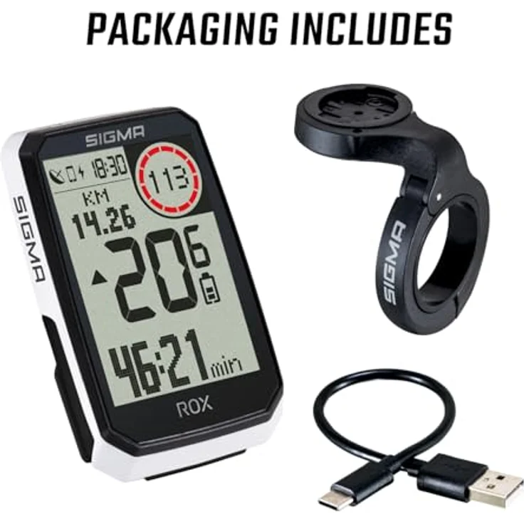 SIGMA ROX 4.0 Endurance White, GPS Fahrradcomputer mit 41h Akkulaufzeit, 30 Funktionen wie Re-Routing und Höhenmessung, E-Bike Kompatibilität, ANT+ und BLE, werkzeuglose Montage und USB-C – Bild 4