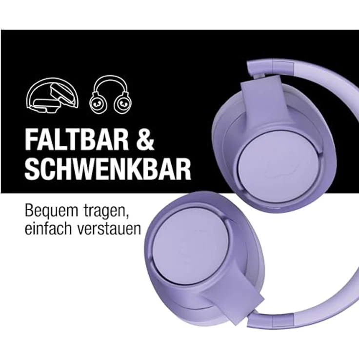 Fresh 'n Rebel Clam Core Bluetooth kopfhörer Over Ear mit ENC-Mikrofon (perfekte Anrufe), Kabellose kopfhörer mit Lautstärkeregler und Tasten für Wiedergabe/Pause, 45h Spielzeit (Lila) – Bild 3