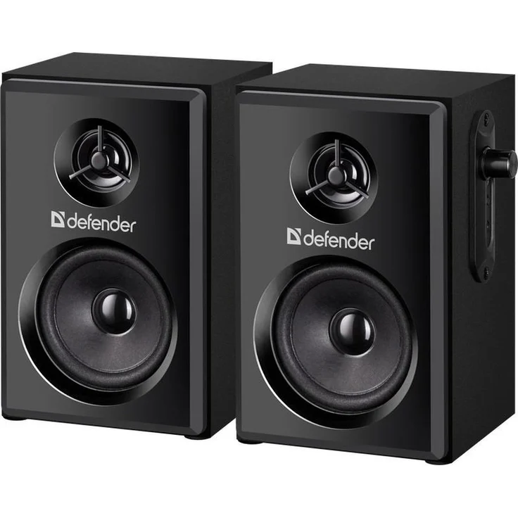 Defender SPK-270 2.0 USB-Lautsprecher, 10W RMS, Holzgehäuse, Schwarz mit Lautstärkeregler und Kopfhörerausgang