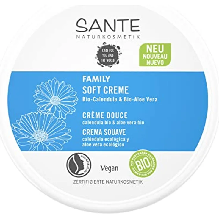 Sante Naturkosmetik Family Soft Creme Bio-Calendula & Bio-Aloe Vera, pflegt intensiv & schützt die Haut, 150.0 ml