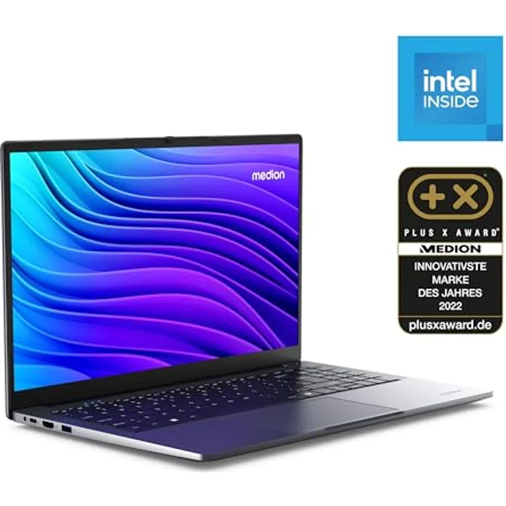 MEDION E15223 39,6 cm (15,6 Zoll) Full HD Laptop (Intel N100, 128GB PCIe SSD, Intel UHD, 4GB DDR5 RAM, WLAN, Win 11 Home S-Modus) - Leistungsstarkes Notebook mit Intel Prozessor, schnelle SSD und mattes Full HD Display – Bild 2
