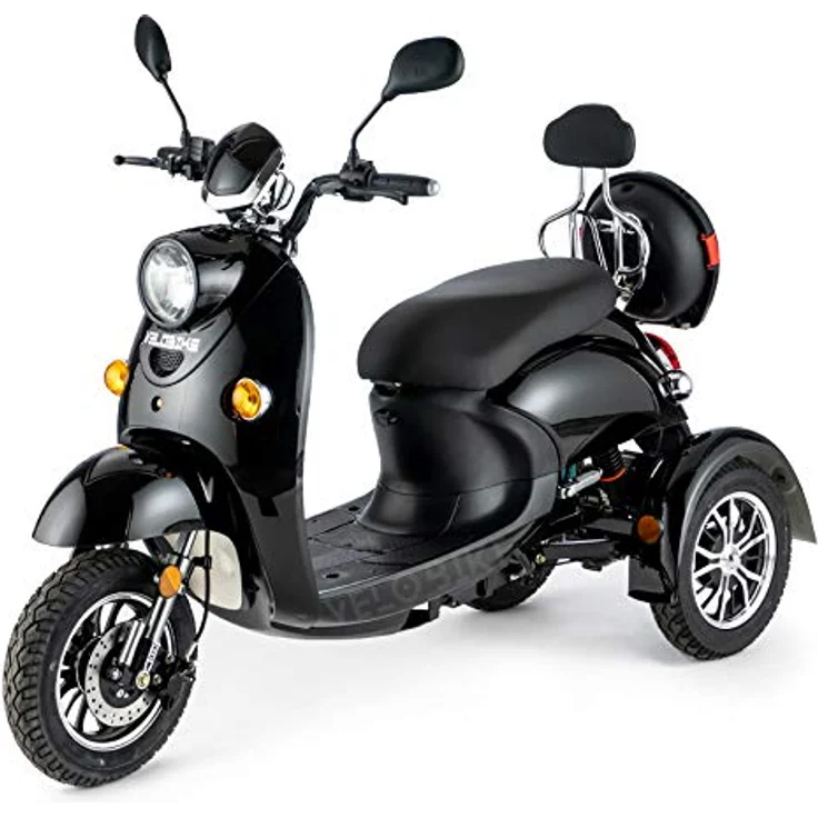 VELECO Zt 63 Retro Dreirad Seniorenmobil Schwarz mit Straßenzulassung, Vollfederung und LED-Beleuchtung, große Reichweite (40-60 km) – Bild 1