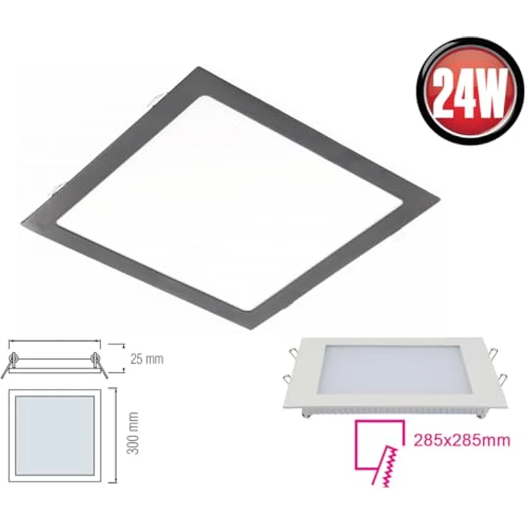 ENERGMiX Eckige LED Einbauleuchte slim Panele in schwarz|300 x 300 x 22mm|2000 Lumen|Neutralweiß (4000 K) – Bild 2