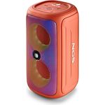 NGS ROLLER BEAST CORAL - Leistungsstarker 32W-Bluetooth-Lautsprecher mit TWA-Technologie, RGB-Lichtern, IPX5-Wasser- und Staubschutz, Mikrofon, Freisprechfunktion und bis zu 40 Stunden Akkulaufzeit, Farbe Koralle