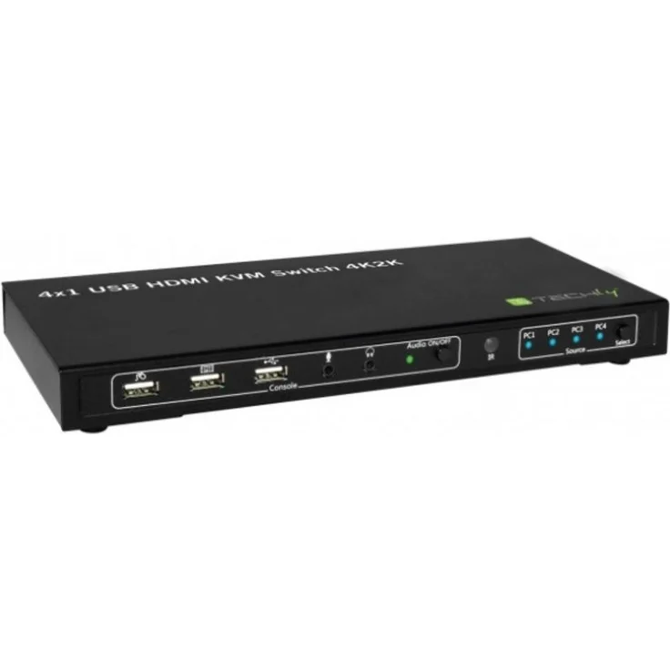 TECHly IDATA-KVM-HDMI4U, 4 Port KVM-Umschalter HDMI USB, 4K Auflösung 3840 x 2160 Pixel