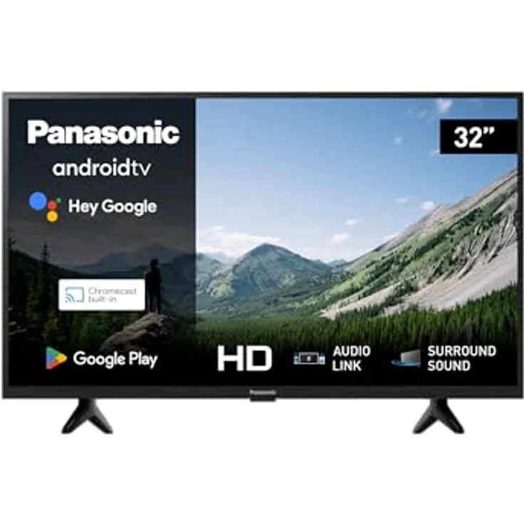 Panasonic TX-32MSW504, 32 Zoll HD LED Smart 2023 TV, Android TV, Surround Sound, Google Assistant, Chromecast, Bright Panel, HD Color Engine, Schwarz