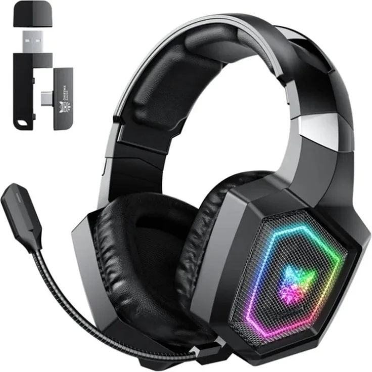 Onikuma GT806, Triple-Mode Wireless Gaming Headset mit 7.1 Surround Sound, Noise-Cancelling-Mikrofon, Schwarz
