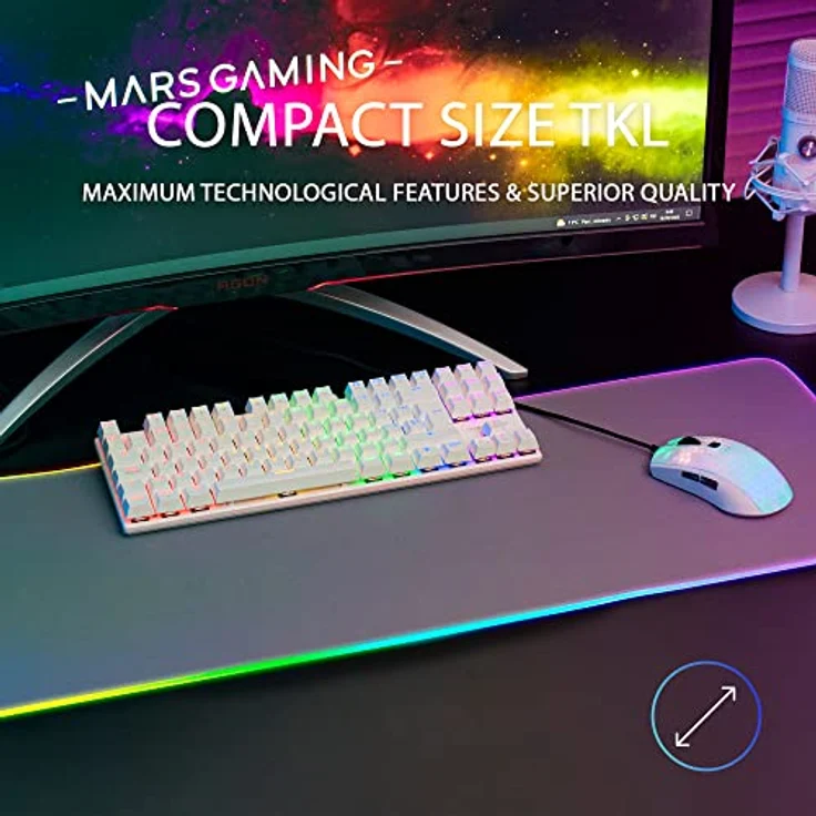 Mars Gaming MK80 Weiß, Mechanische Gaming Tastatur TKL FRGB, Antighosting, Switch Mechanischer Rot, Italienisch Sprache – Bild 2