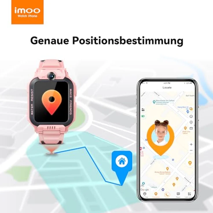 imoo Smartwatch Kinder Watch Phone Z7, 4G Smartwatch mit HD Video, GPS Echtzeitstandort, Schrittzähler und 4 Sportmodi, IPX8 wasserdicht, Rosa – Bild 3