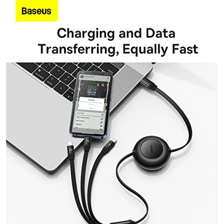 Baseus Bright Mirror 4, USB-C 3-in-1-Kabel für Micro-USB, USB-C und Lightning, 100 W, 3,5 A, 1,1 m, schwarz – Bild 7